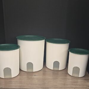 Tupperware Set of White and Green Food Storage Containers